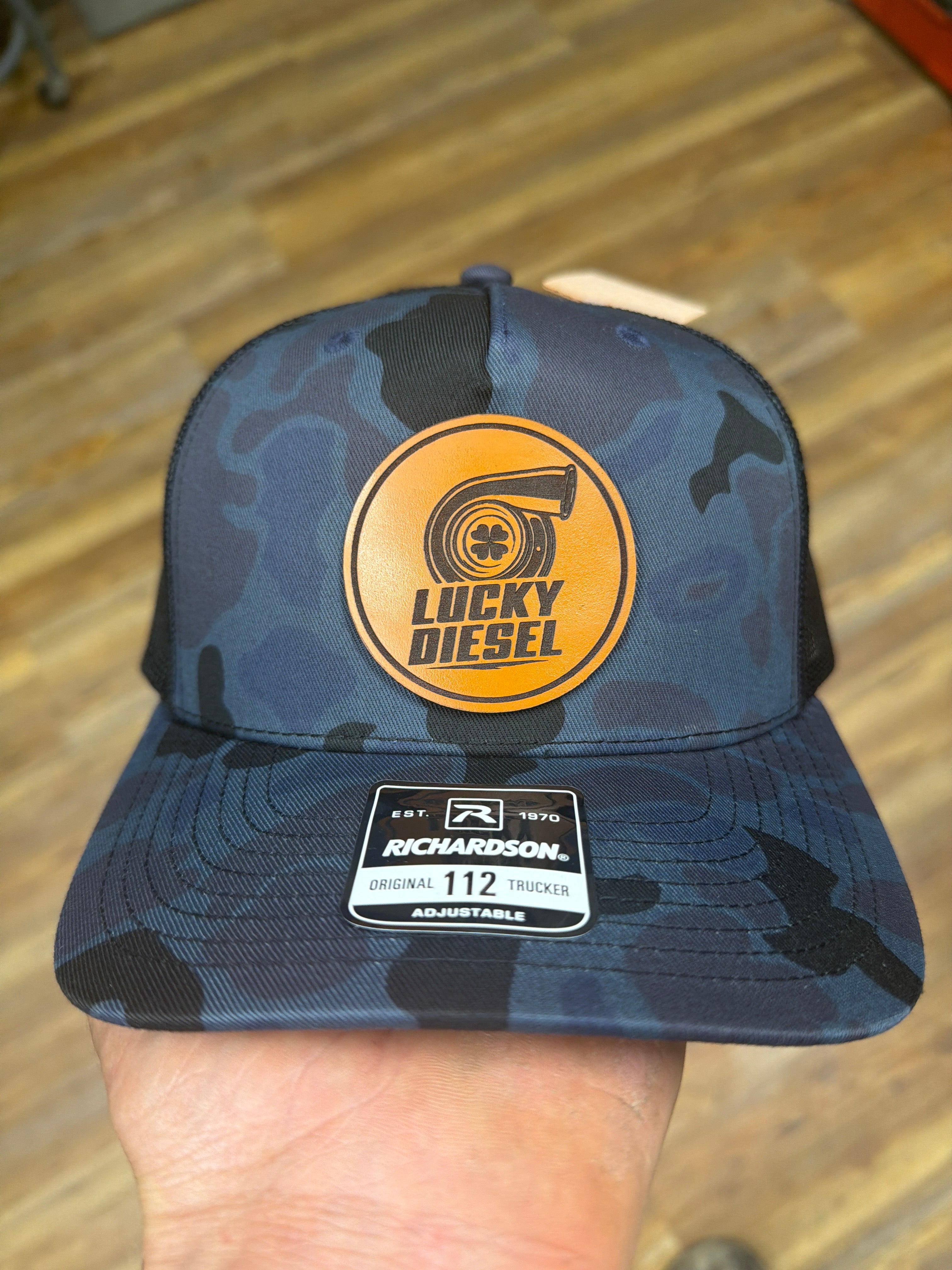 Lucky Diesel Hat Leather Patch Blue Camo