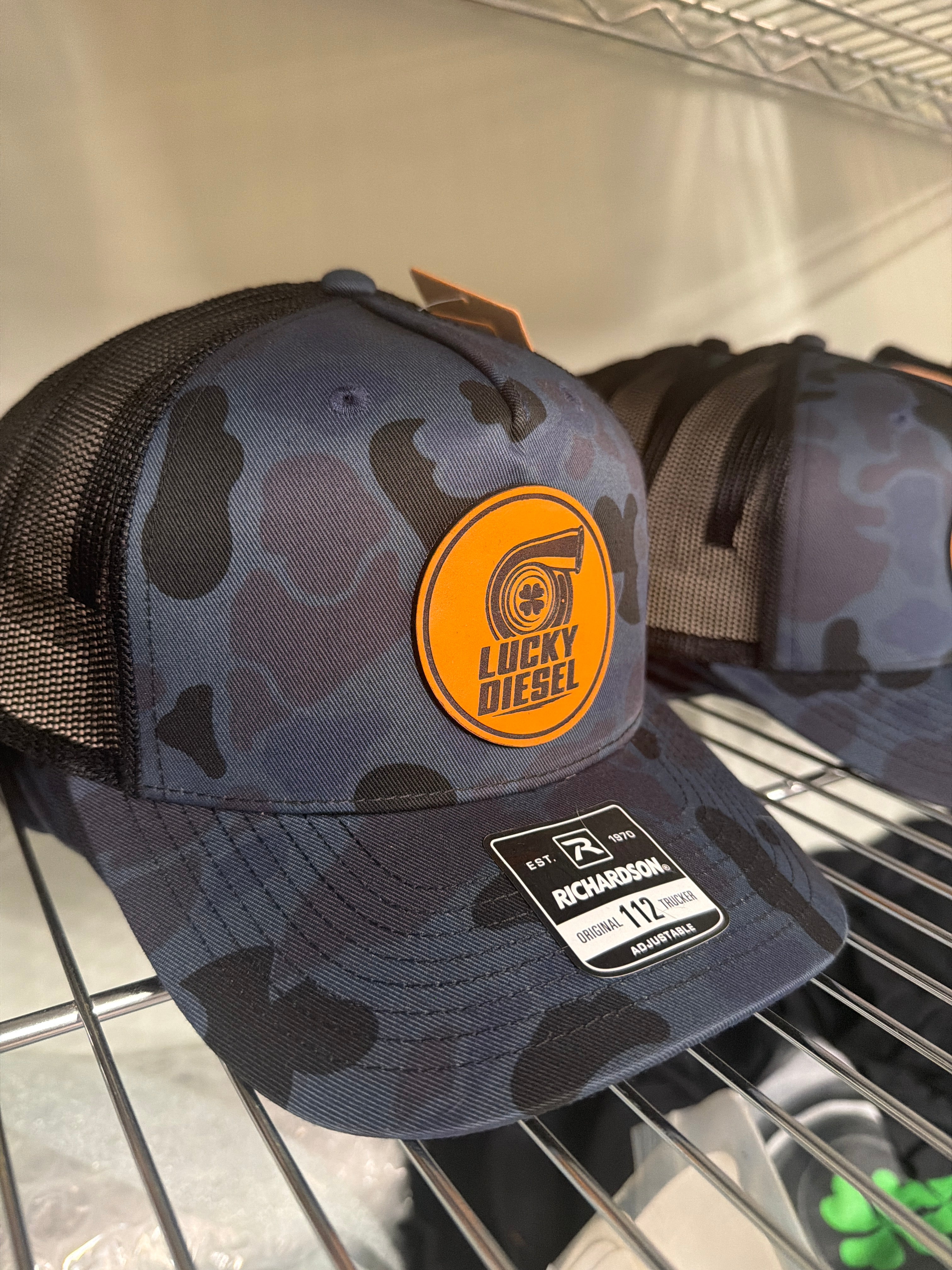 Lucky Diesel Hat Leather Patch Blue Camo